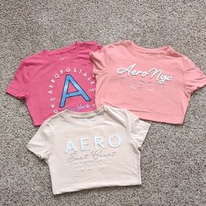 Aeropostale Graphic T-Shirts Size Small - Pink and Cream
